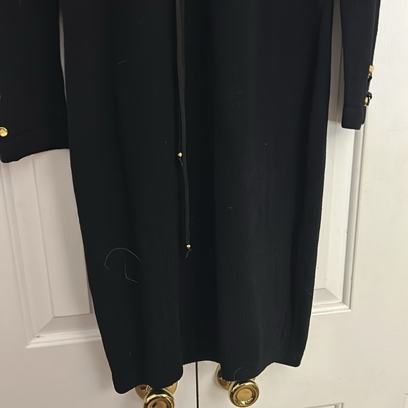 SALE NWOT ST JOHN Collection by Marie Gray black sweater dress with gold detail. - Picture 6 of 6